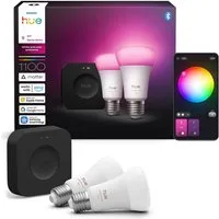 Philips Hue LED-Leuchtmittel Starter Kit Bridge Pro + 2x White and Color Ambiance, E27, 3 St., Farbwechsler, inkl. Bridge