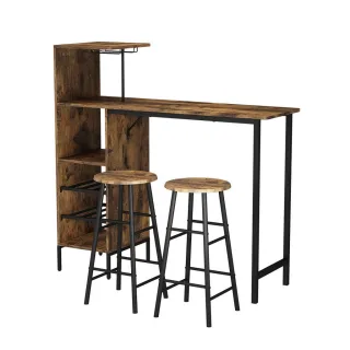 Vicco Bartisch-Set, Schwarz, Wildeiche, Holzwerkstoff, 6 Fächer, Rechteckig,Rechteckig, 121.5x120x40 cm, Esszimmer, Barmöbel, Barschränke & Theken