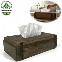 LS-LebenStil Aufbewahrungsbox Tissue-Box Holz 31cm Braun Ziegelform Kosmetiktuch-Spender Taschentuch (iB Laursen - Tücherbox Kosmetiktücher-Box Taschentuch-Spender Box Spender, 1 St., ideal auch für Kleenex Feuchttücher feuchtes Toilettenpapier)