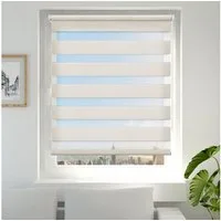 Doppelrollo Fensterrollos Ohne Bohren, Vkele, 130cm/160cm, klemmfix,klemmträger, Sonnenschutz, Lichtdurchlässig und Verdunkelnd.