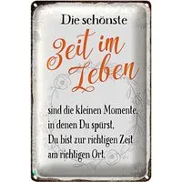 Roomando Metallschild Spruch 12x18cm die schönste Zeit im Leben sind