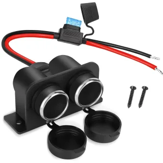 Car Socket with Blade Fuse 2-SocketSplitter 12V Lighter Power Outlet Replacement Waterproof Plug for Car Marine Truck