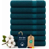 Komfortec Handtuch Set 8x Premium Handtuch Set - 50x100 cm, Frottee (8-St), 100% Baumwolle, mit Bordüre, Weich, Hotelqualität