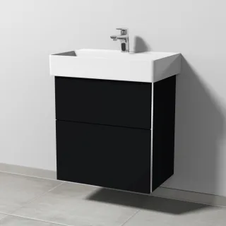 Sanipa 3way Waschtischunterbau zu Duravit Dura Square Waschtisch mit 2 Auszügen, Schwarz-Matt BS42308