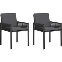 vidaXL Gartenstuhl Gartenstühle 2 Stk. Schwarz und Dunkelgrau Poly-Rattan (2 St)