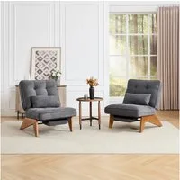 REDOM Loungesessel Verstellbarer Polsterstuhl (Relaxsessel mit Lendenkissen & Holzbeinen, atmungsaktives Kordpolster), 1 Stuhl