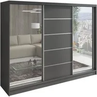 A&J MöbelLand GmbH Schiebetürenschrank TOP, 3-türig Schrank 200 cm mit Schubladen und Spiegel (TOP ANGEBOT! Geräumiger Schrank mit einer Breite von 200 cm und Spiegel, ideal zur Aufbewahrung von Kleidung und Accessoires. 3 Schubladen und viel Staurau