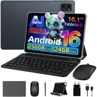 VekfulPC 10,1" T20 Android 16 256GB mit Maus, Tastatur und Stift Tablet (10.1", 256 GB, Android 16, Android 16, Große Größe, Gemini AI, Tastatur + Maus + Stift + Hülle)