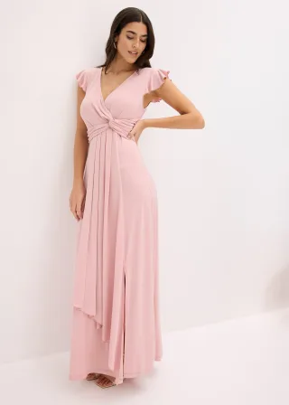 bonprix Maxikleid, rosa, Gr.44/46 (L), Elegantes Jeryeskleid mit schönem Knotendetail in der Taille und Mini-Flügelärmel
