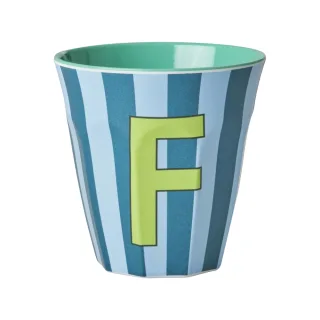 Rice Melamin Becher Buchstabe F / Streifen / Blau 250ml