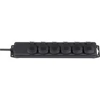 Outdoor-Steckdosenleiste IP44, 6-fach schwarz, 2 Meter