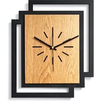 ORNAMENTI Wanduhr Große handgefertigte moderne aus Holz, Hingucker Wanddeko 45 x 55 cm (Rechteckig vertikal ohne Tickgeräusche für Wohnzimmer, ohne Ziffern)
