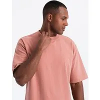 OMBRE T-Shirt Herren T-Shirt Regular Fit V-Ausschnitt Casual Rose M (kein Set, 1-tlg)