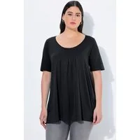 Ulla Popken T-Shirt T-Shirt Zierfalten A-Linie Rundhals Halbarm Modal