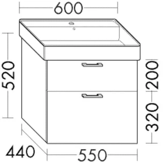 Burgbad Waschtischunterschrank Sys30 PG4 Sana 520x550x440 Eiche Hellgrau, WWMK055F3446 WWMK055F3446