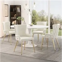 Flieks Esszimmerstuhl (Set, 4 St), 4er Set Polsterstühle Küchenstühle Samt Wohnzimmer Metallbeine