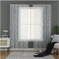 Rosnek Vorhang Transparent, Blumenmuster, Spitze, für Schlafzimmer Heimdekoration (2 St), Stangendurchzug, transparent, H×B:160×145,183×145,213×145,244×145,274×145