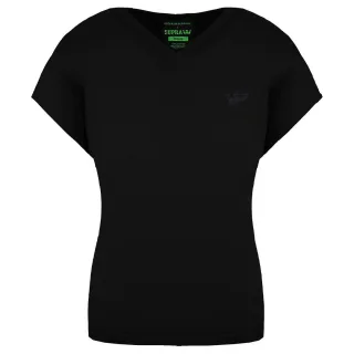 Supra x Heidi Klum Cochs Kurzarm V-Ausschnitt schwarzes Damen T-Shirt 191902 008