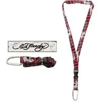 Ed Hardy Schlüsselanhänger Ed Hardy - Lanyard, Schlüsselband,Schlüsselanhänger schwarz / Rot mit