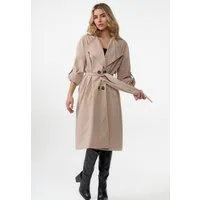 Worldclassca Trenchcoat Worldclassca TRENCHCOAT Oversize mit Gürtel Reverskragen Mantel Beige