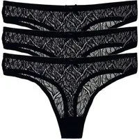 HO-Ersoka Stringtanga Damen Strings Spitze Set 3/6 Stück Tangas Slips schwarz/weiß (Packung, 3er Set, 6er Set)