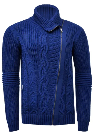 Strick Jacke mit Rollkragen und Asymmetrischem Reißverschluss