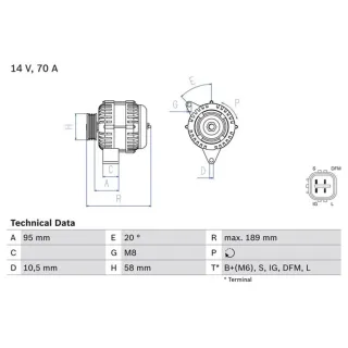 Bosch Lichtmaschine 80A Toyota Dyna Hiace Hilux 2,5