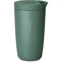 Vinsun Thermobecher Edelstahl Isolierbecher 350ml - Kaffeebecher to Go auslaufsicher, 2-tlg., Edelstahl, Doppelwandig, BPA frei, bruchfest, Einhandbedienung per Knopfdruck