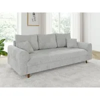 S-Style Möbel 3-Sitzer Sofa Kristian mit Braun Holzfüßen aus Chenille-Stoff, mit Wellenfederung
