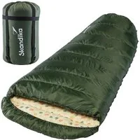 Skandika Mumienschlafsack Vegas Schlafsack XXL für Erwachsene, Camping, koppelbar, breit, groß (2-Wege-Reißverschluss, Kompressionspacksack, Koppelbar), Doppelschlafsack, 3 Jahreszeiten, bis -12°C, 220 x 110 cm, Packsack