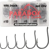 Paradox Fishing Stipphaken Allround-Haken Set mit Öse I 100 Stück #10/#8/#6/#4/#2 - je 20x, (100-St), geschränkt