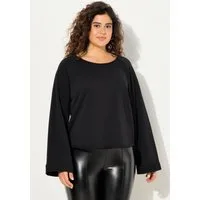 Ulla Popken Sweatshirt Sweatshirt Rollkanten Rundhals Raglan-Langarm