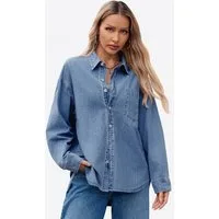 Imily Bela Jeansbluse Damen Lässig Boyfriend Jeansjacke Denim Oberteil (Packung, 1-tlg., 1per-Pack) aus Baumwolle in Unifarbe