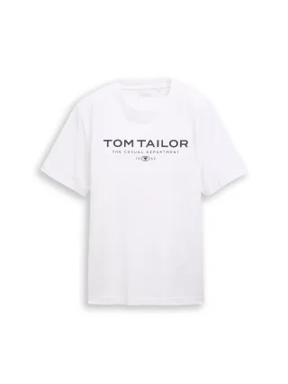 Tom Tailor - T-Shirt aus Baumwolle mit Logo-Print White - Gr. - XL