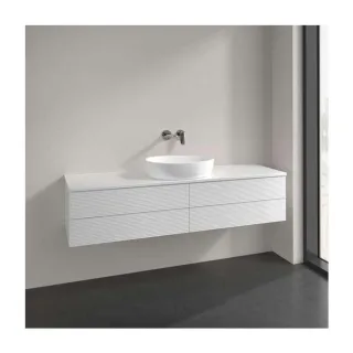 Villeroy und Boch Antao Waschtisch-Unterschrank L25150GF mit Beleuchtung, 4 Auszüge, 1600 x 360 x 500 mm, Front mit Struktur, Glossy White Lacquer / Glossy White Lacquer