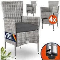 Casaria Gartenstuhl (4 St), Polyrattan 4er Set Stapelbar 7 cm Auflagen 160 kg Belastbarkeit