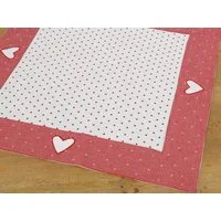 matches21 HOME & HOBBY Tischdecke Tischdecke ROSI Landhaus Herz rot grau, 100 % Baumwolle, in 70x70 cm (1-tlg), Pflegeleicht waschbar bis 30° Grad