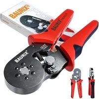 BAURIX Crimpzange Sechskant - Selbsteinstellende Krimpzange für Aderendhülsen, 0,25-6mm², Ergonomische Presszange für isolierte & unisolierte Aderendhülsen, Crimpwerkzeug