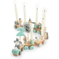 BIECO Kerzenhalter Bieco Geburtstagszug Holz 0-99 Jahre mit 6 Kerzen