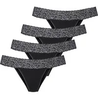 LASCANA Brasilslip (4er Pack) aus elastischer Baumwolle mit Leo-Spitze am Bund