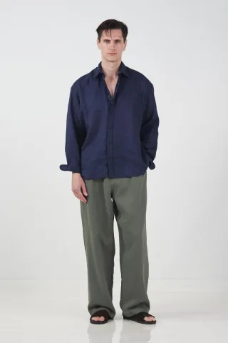 Übergroße Button-Up-Bluse mit Hemdkragen