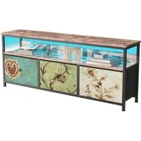BELUPAI Lowboard TV Schrank mit LED und Schubladen (Set, 1 St., Fernsehschrank Kommode mit 3 Schubladen aus Stoff), für Fernseher Bis Zu 55 Zoll, für Wohnzimmer, 137 x 30 x 57cm