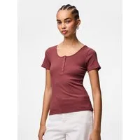 pieces Kurzarmshirt PCKITTE SS TOP NOOS BC Baumwollmischung, slim fit