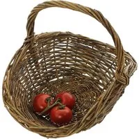Dekoleidenschaft Aufbewahrungskorb Bügelkorb "Natur" aus Weide, braun, 37x27 cm, Obstkorb, Pilzkorb, Tragekorb, Flechtkorb, Weidenkorb, Obstkorb, Sammelkorb