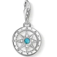 THOMAS SABO Charm-Einhänger Kompass, mit Zirkonia (synth), Farbstein-Imitat