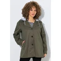 Ulla Popken Trenchcoat Trenchcoat Jersey-Kapuze A-Linie Streifenfutter