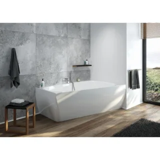 Hoesch iSENSI Badewanne 3876.010 180x140cm, rechts, weiß, 393 l, Überlaufschlitz