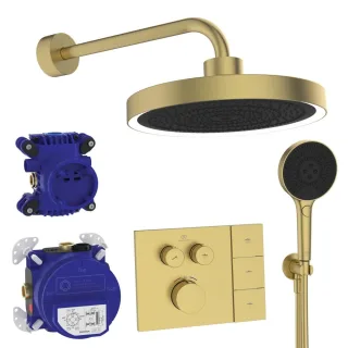 Ideal Standard Armaturen-Paket 02 Ceratherm Navigo Brausethermostat, KB, HB Brushed Gold, A7893A2 A7893A2