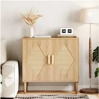 GarveeMore Sideboard aus Rattan mit Stauraum,dekorative Doppeltür-Schränke,80x35x79cm, Sideboards und dekorative Schränke für Wohnzimmer,Esszimmer,Foyer