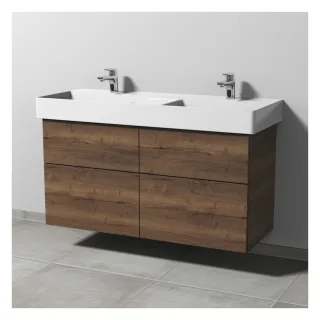 Sanipa 3way Waschtischunterbau zu Duravit Dura Square Waschtisch mit 4 Auszügen, Eiche-Tabak SM42250